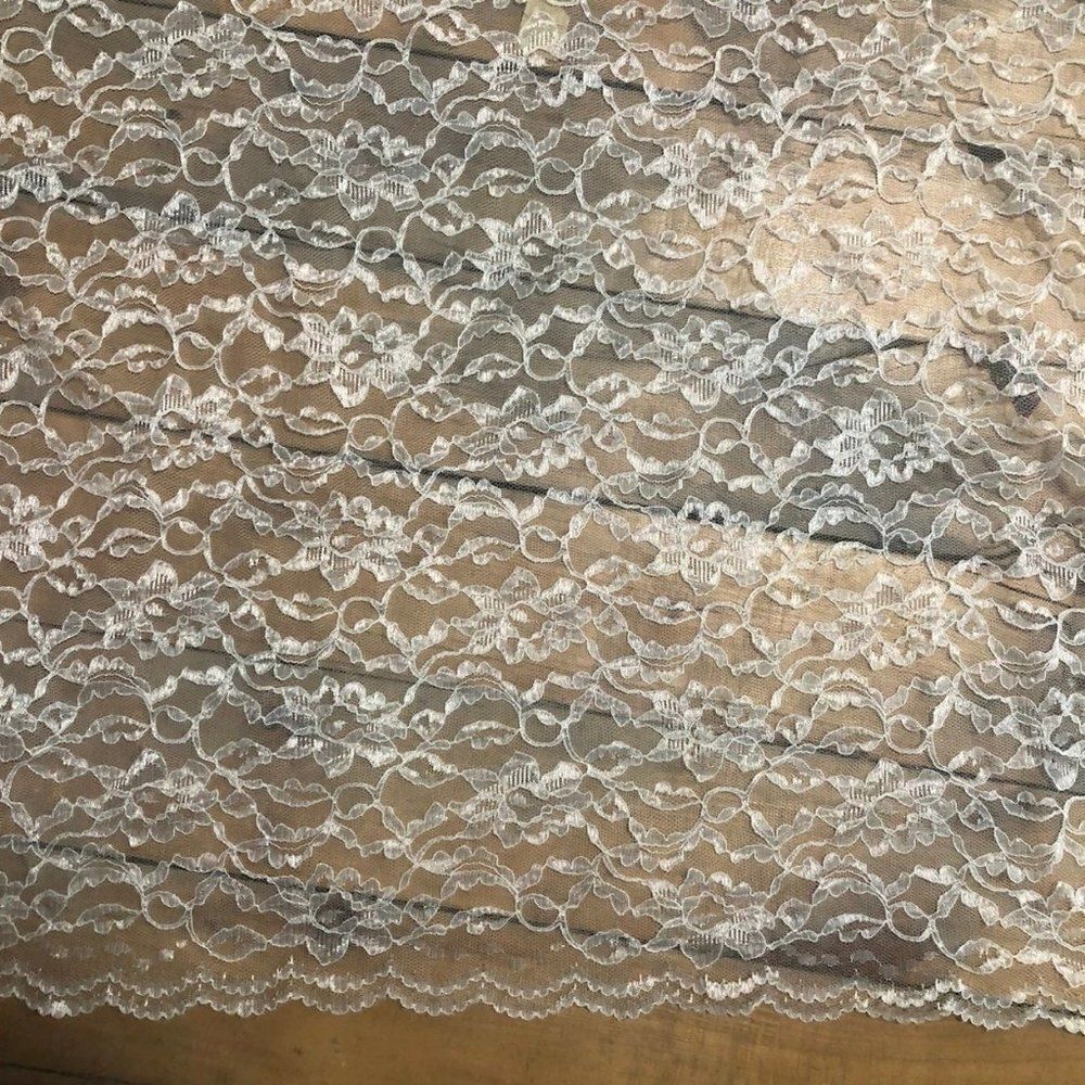 Lace Fabric Flowers Scalloped Edge White